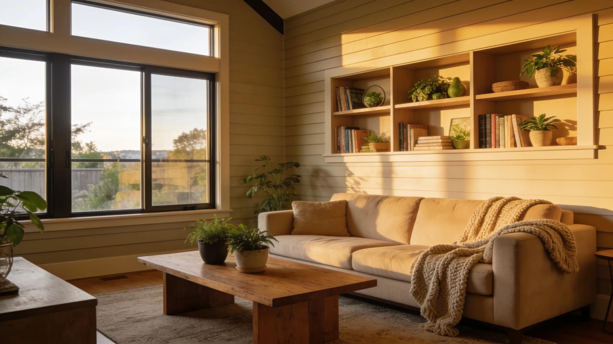 Cozy interior showcasing energy-efficient home benefits associated with James Hardie siding