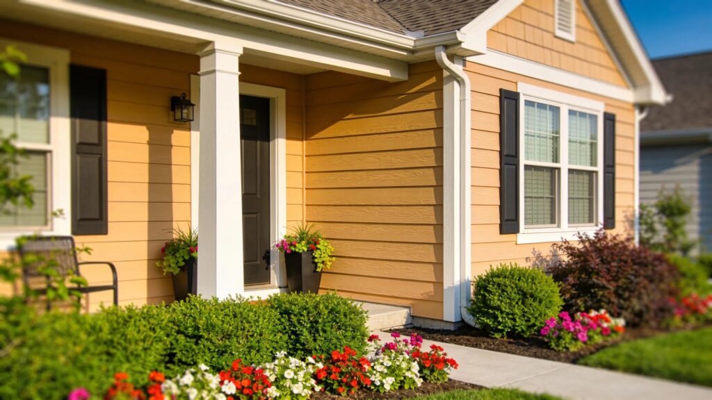 Beautiful home with new James Hardie siding installation in a picturesque setting