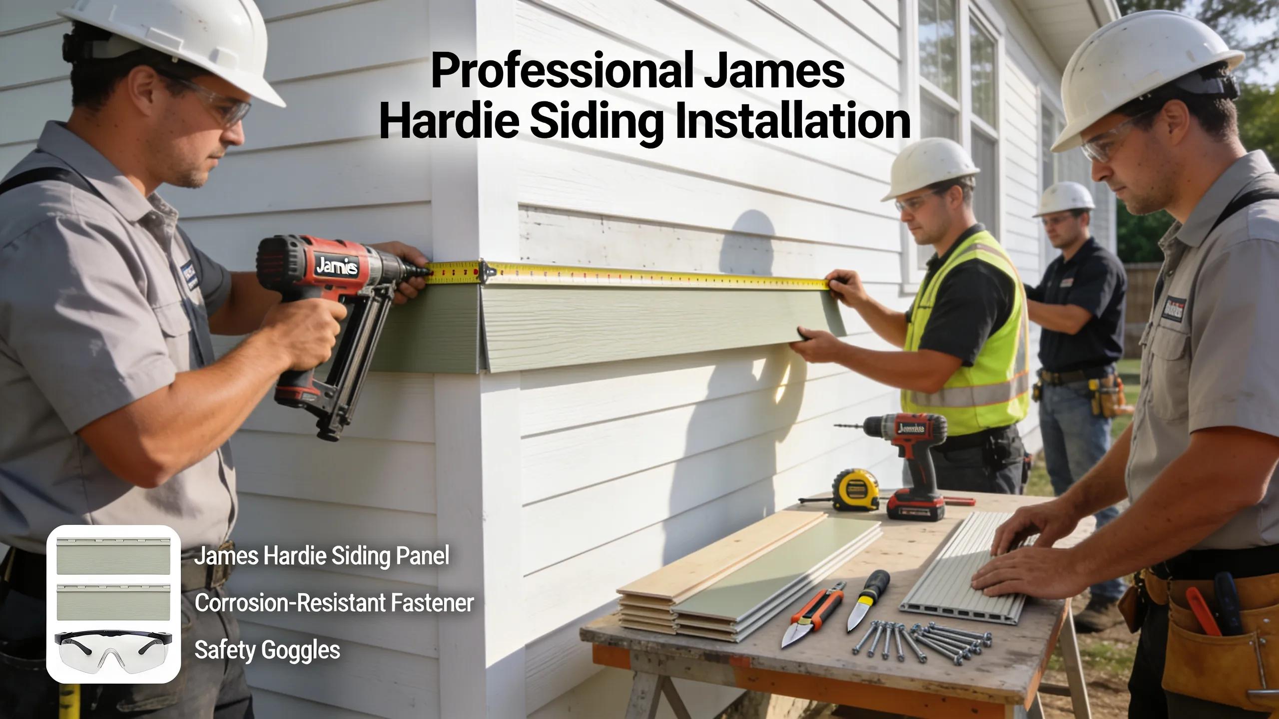 Professional team installing James Hardie siding, illustrating the installation process and costs involved