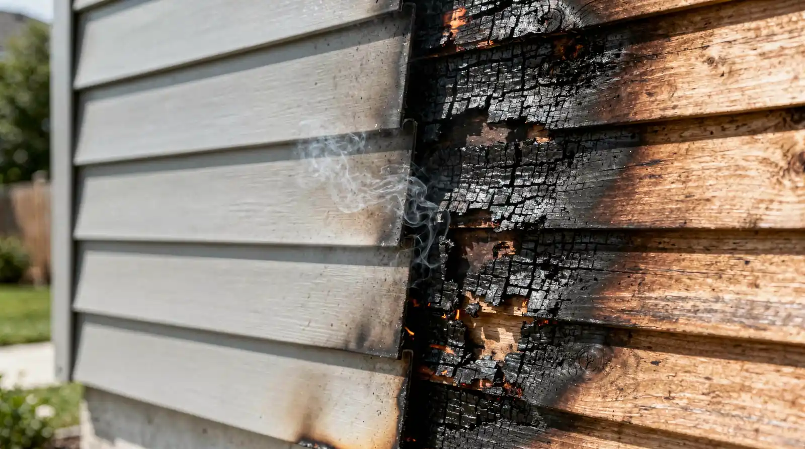 Hardie siding will not ignite when exposed to a direct flame, while wood fuels fire